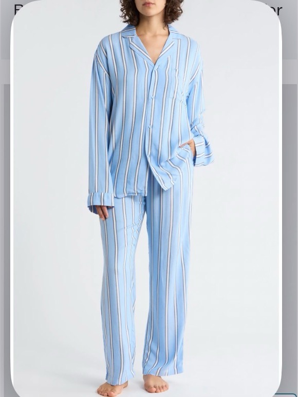 Nwt P.J. Salvage Stripe Woven Pajama Lounge Set Periwinkle Blue Xxl